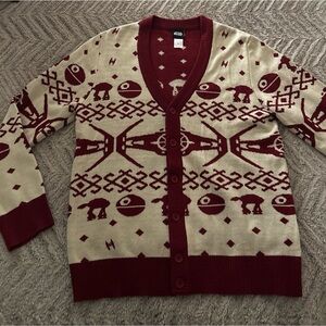 Star Wars Size Large Sweatshirt Button Up Sweat Shirt Christmas Ugly Sweater